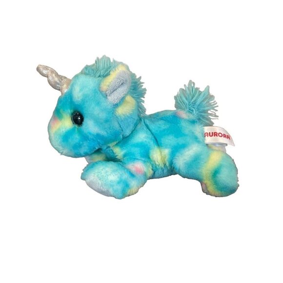 Aurora Blue Yellow Unicorn Pastel Spring Easter Plush Stuffed Animal - Picture 1 of 7